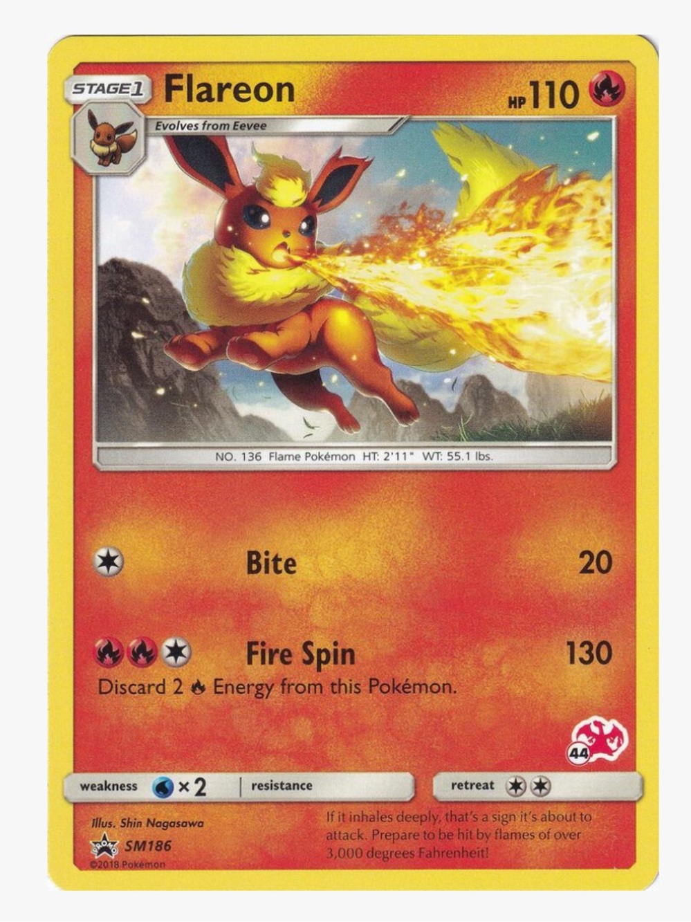 Flareon SM186 Charizard Stamped Battle Academy Pokemon Trading Card